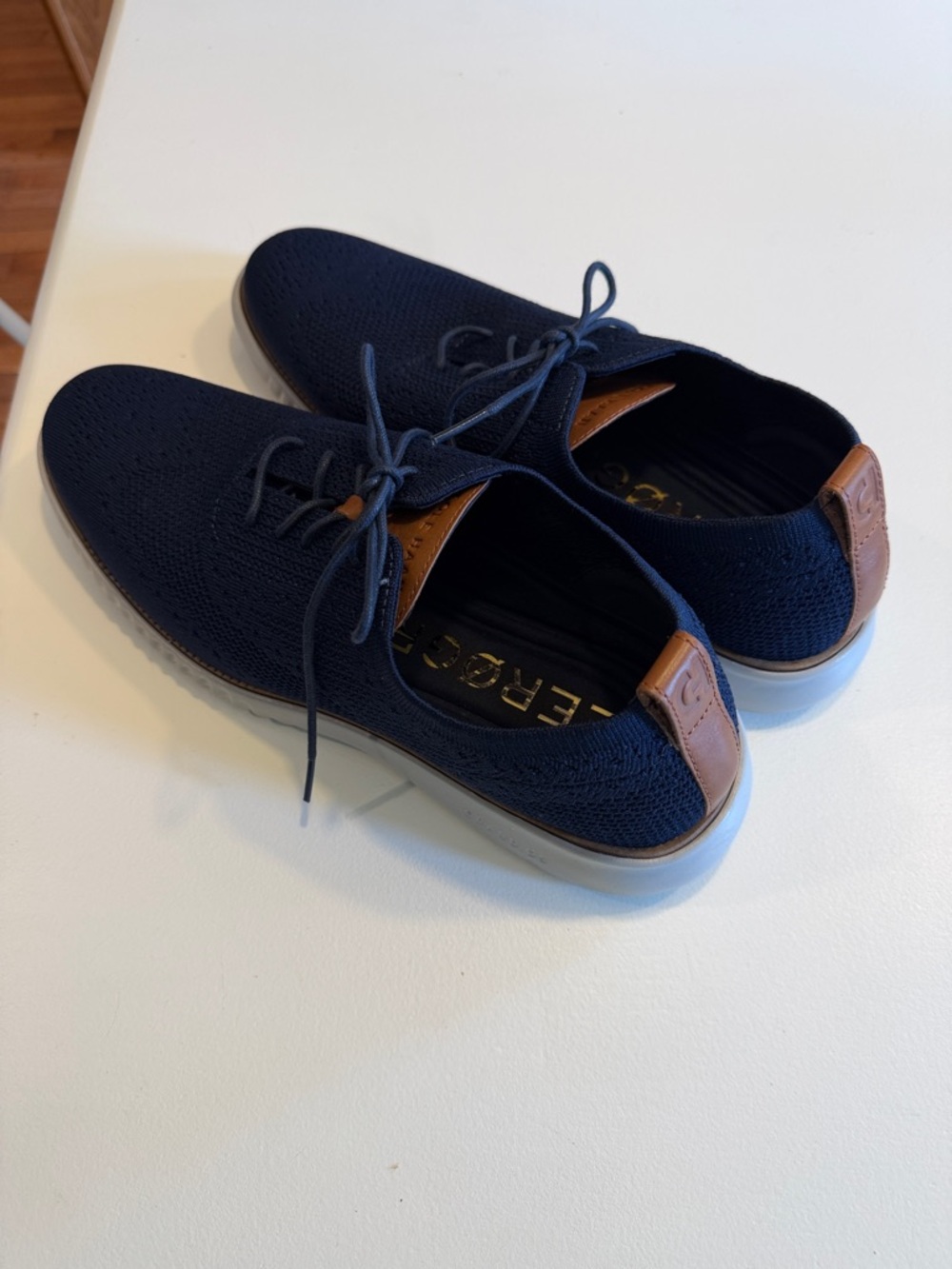 Cole Haan ZEROGRAND Men's Navy Knit Lace-Up  Shoes Sz 13.  NWOB. Tub6
